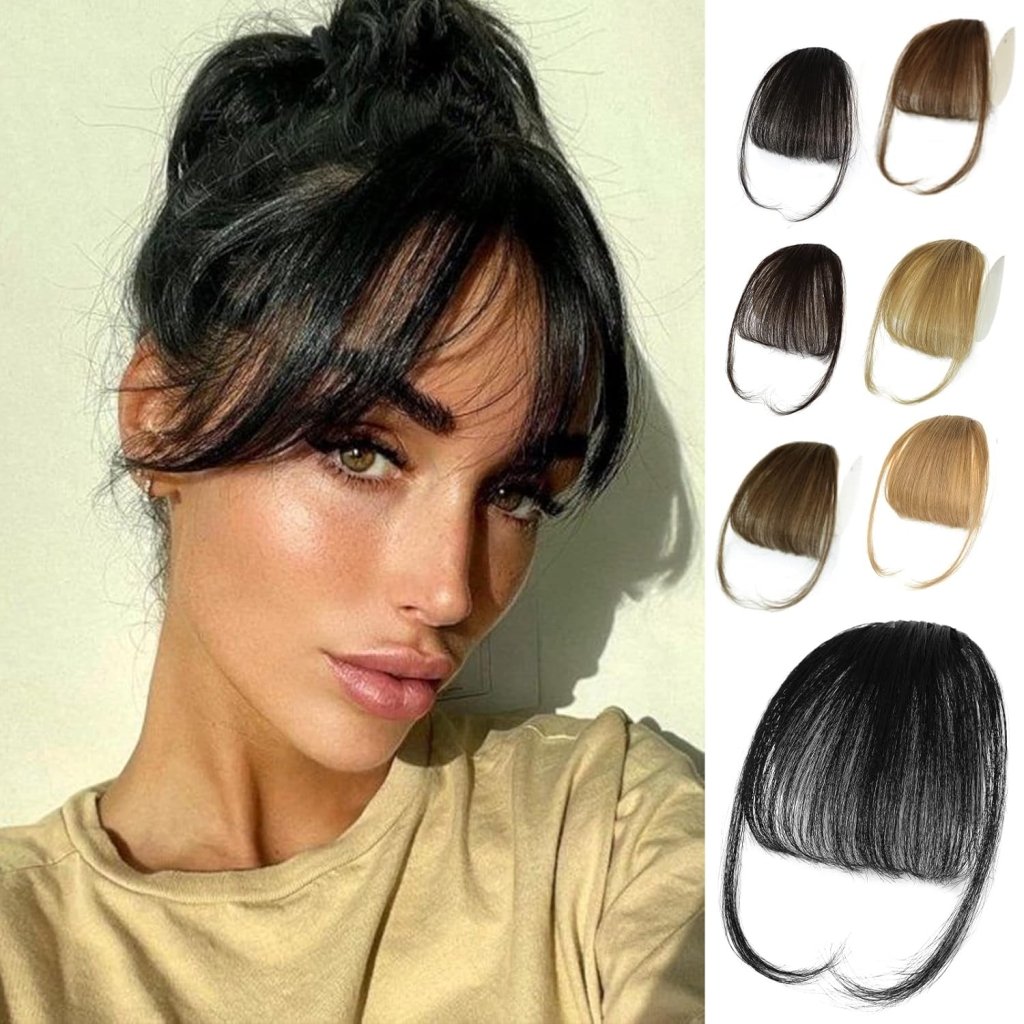 Hair Piece Clip in Bangs Human Hair 360° Cover Wipsy Bangs Hair Toppers for Women