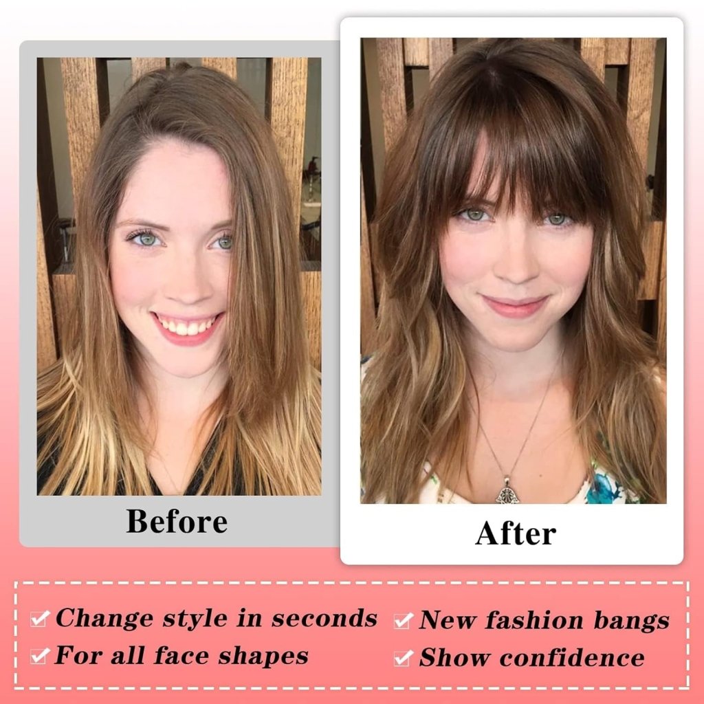 Hair Piece Clip in Bangs Human Hair 360° Cover Wipsy Bangs Hair Toppers for Women