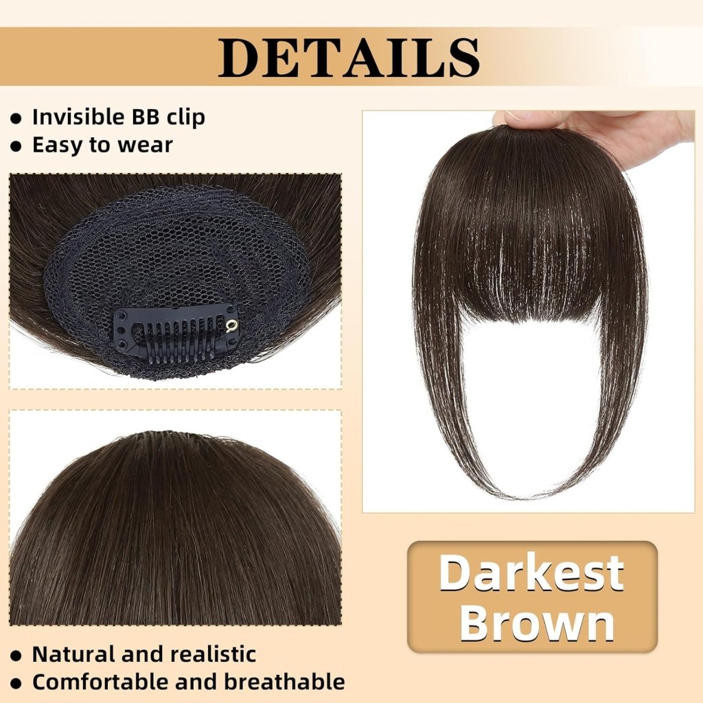 Hair Piece Clip in Bangs Human Hair 360° Cover Wipsy Bangs Hair Toppers for Women