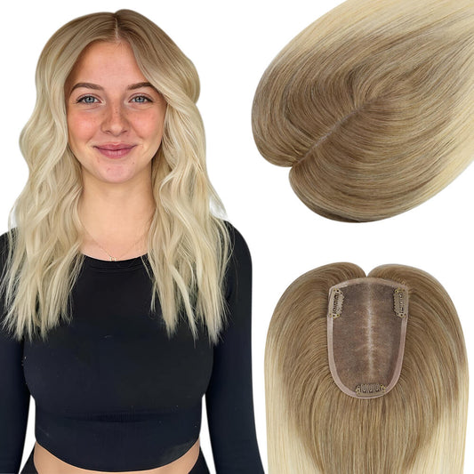 3*5inch Wigs Hair Piece Hair Toppers For Women Ombre Brown to Blonde