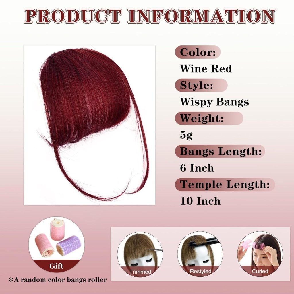 Hair Piece Clip in Bangs Human Hair 360° Cover Wipsy Bangs Hair Toppers for Women