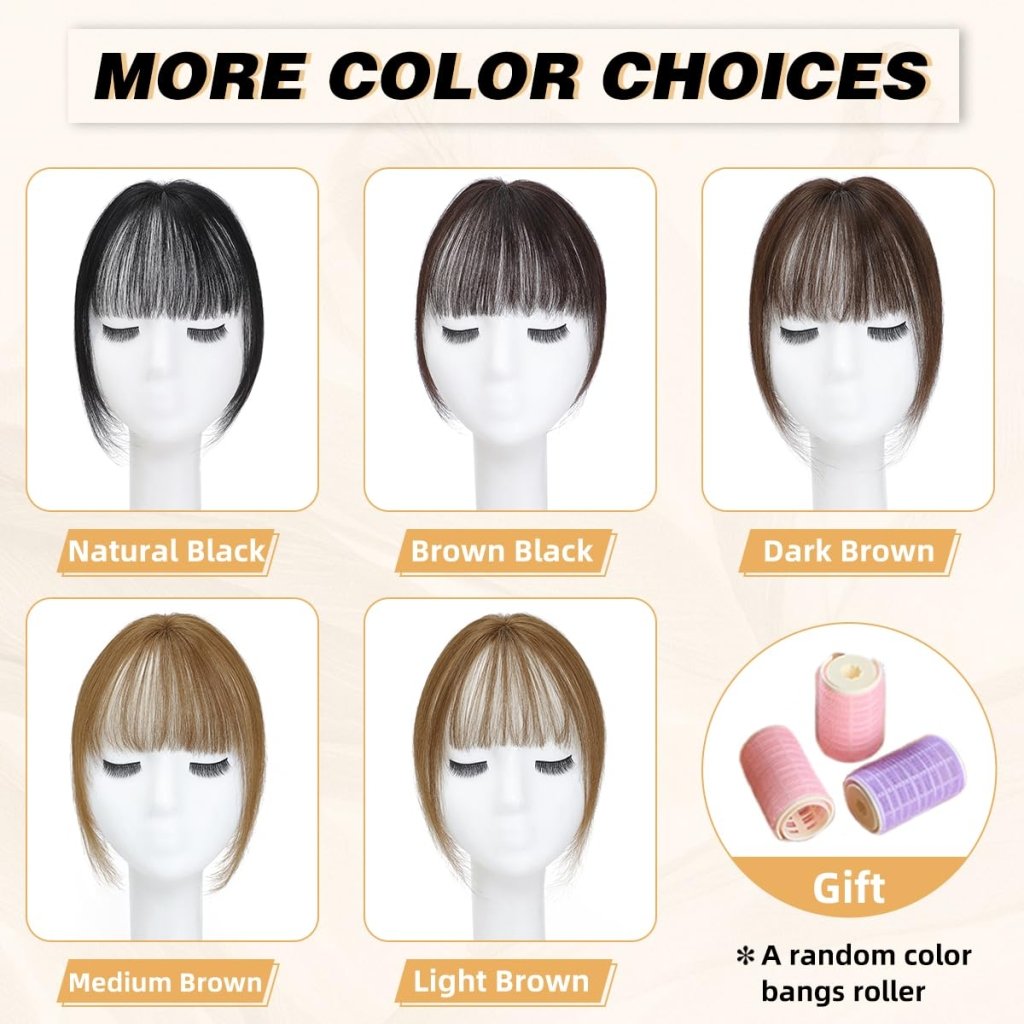 Hair Piece Clip in Bangs Human Hair 360° Cover Wipsy Bangs Hair Toppers for Women