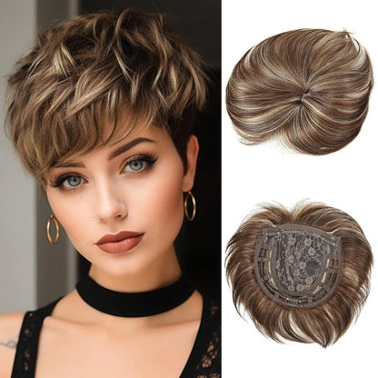 Hair Toppers with Thinning Hair Bangs 360°3D Cover Toupee Hair Pieces for Women Wig with Bangs
