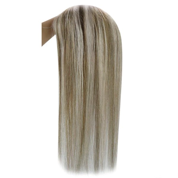 Hair Topper  5"*5" Base Real Human Hair Highlight Blonde Wigs Hair Piece