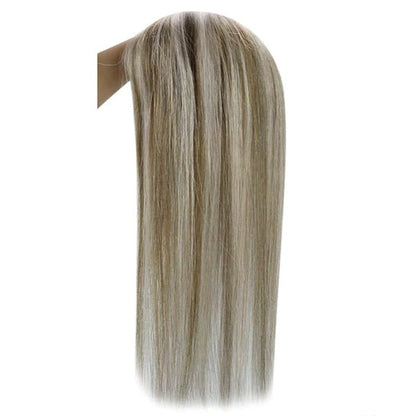 Hair Topper  5"*5" Base Real Human Hair Highlight Blonde Wigs Hair Piece