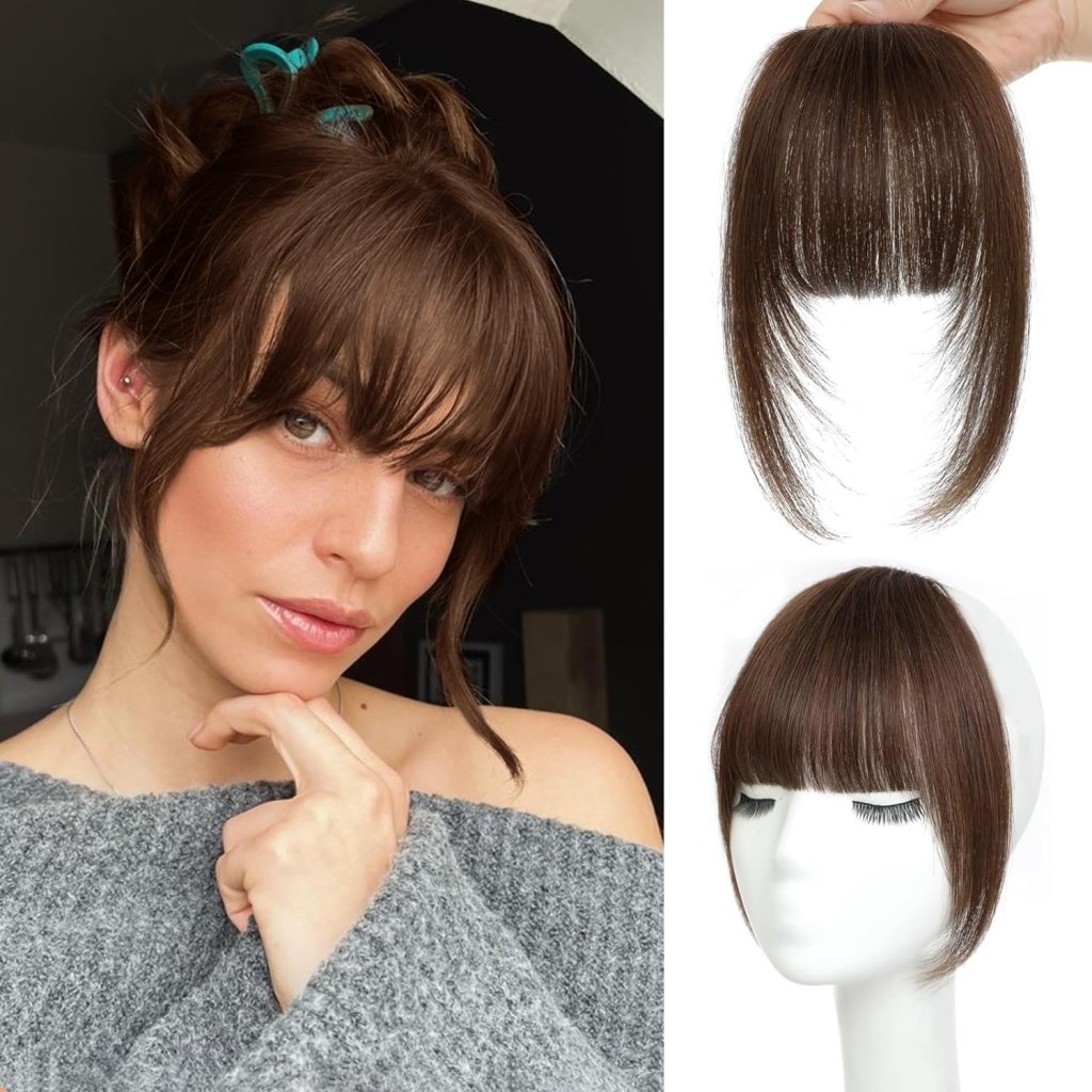 Hair Piece Clip in Bangs Human Hair 360° Cover Wipsy Bangs Hair Toppers for Women