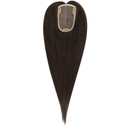 3*5inch Human Hair Topper For Women Invisible Darkest Brown Wigs Hair Piece