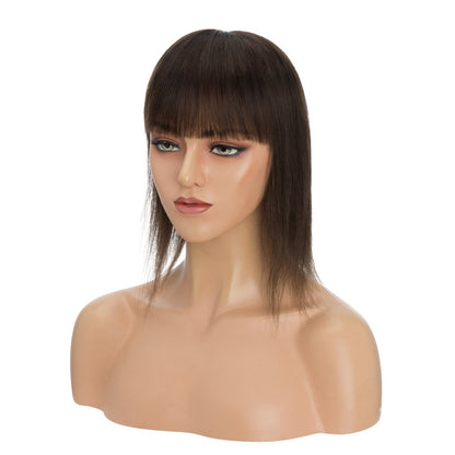 Human Hair Toppers For Women 100% Remy Topper With/Without Bangs 13*15CM Silk Base Clip In Topper 14inch - Blonde