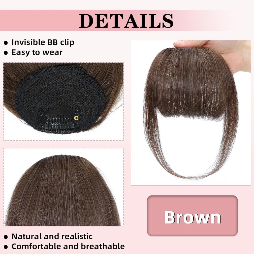 Hair Piece Clip in Bangs Human Hair 360° Cover Wipsy Bangs Hair Toppers for Women