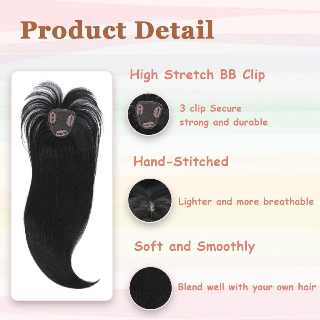 Hair Topper with Bangs Hair Clip 360° 3D Cover Fluffy Wigs Hair Piece with Thinning Hair