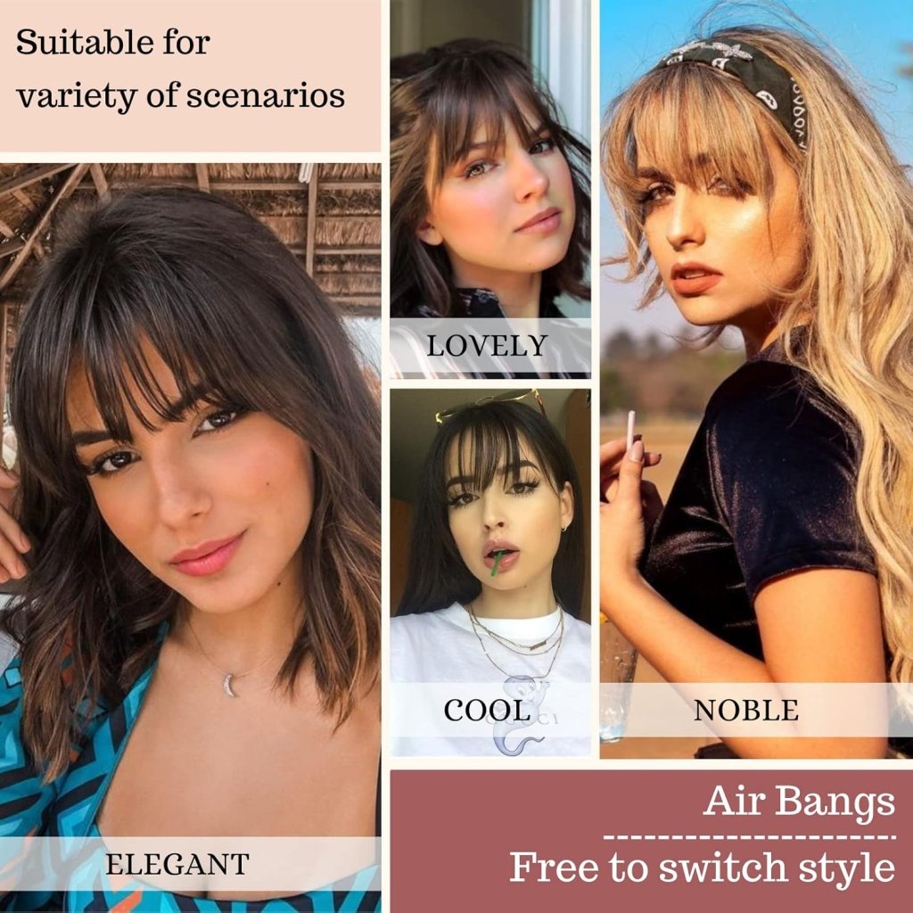 Hair Piece Clip in Bangs Human Hair 360° Cover Wipsy Bangs Hair Toppers for Women