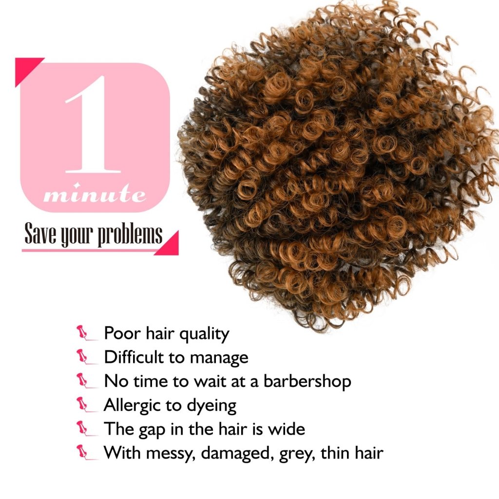 Natural Afro Kinky Curly Short Hair Toppers with Bangs Black Clip in human hair Wiglets Hair Pieces
