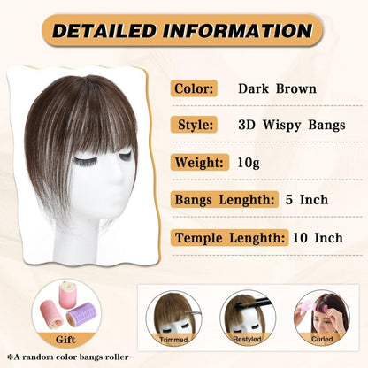 Hair Piece Clip in Bangs Human Hair 360° Cover Wipsy Bangs Hair Toppers for Women