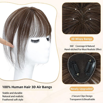 Hair Piece Clip in Bangs Human Hair 360° Cover Wipsy Bangs Hair Toppers for Women