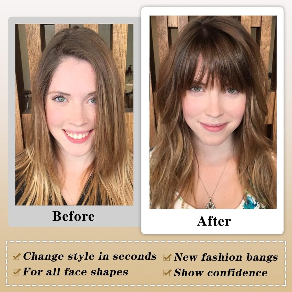 Hair Piece Clip in Bangs Human Hair 360° Cover Wipsy Bangs Hair Toppers for Women