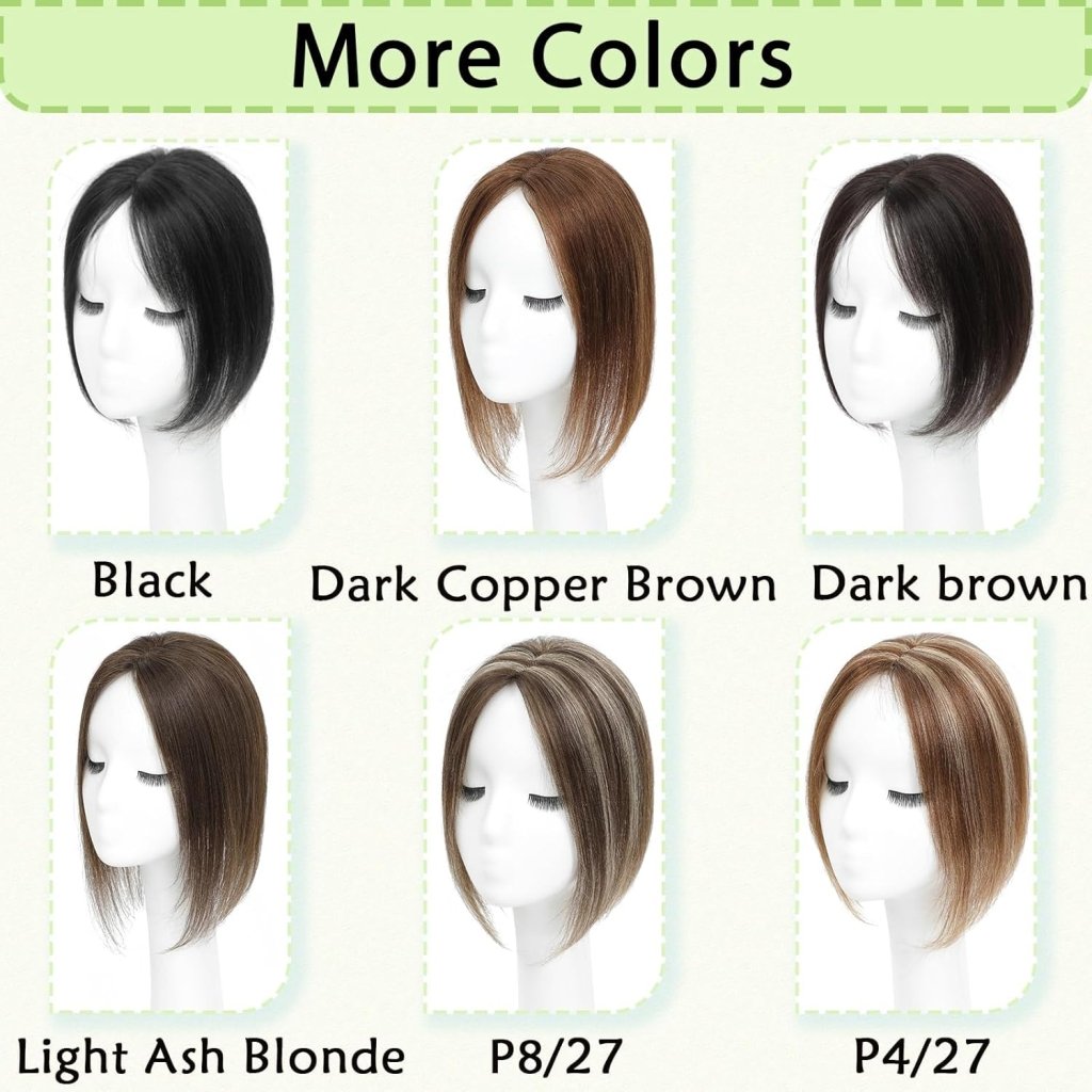 Hair Toppers for Women Real Human Hair 360° No Bangs Upgrade Lace Base Human Hair Toppers