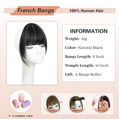 Hair Piece Clip in Bangs Human Hair 360° Cover Wipsy Bangs Hair Toppers for Women