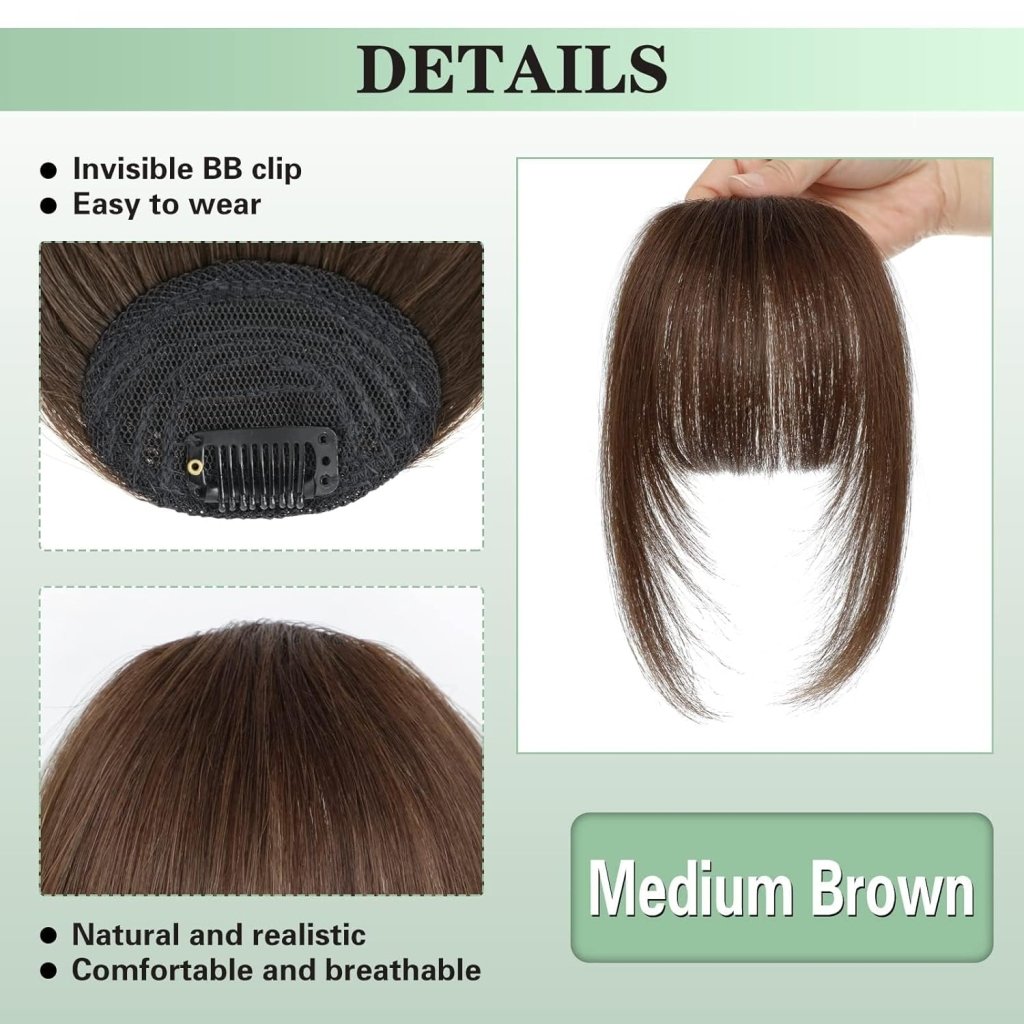 Hair Piece Clip in Bangs Human Hair 360° Cover Wipsy Bangs Hair Toppers for Women