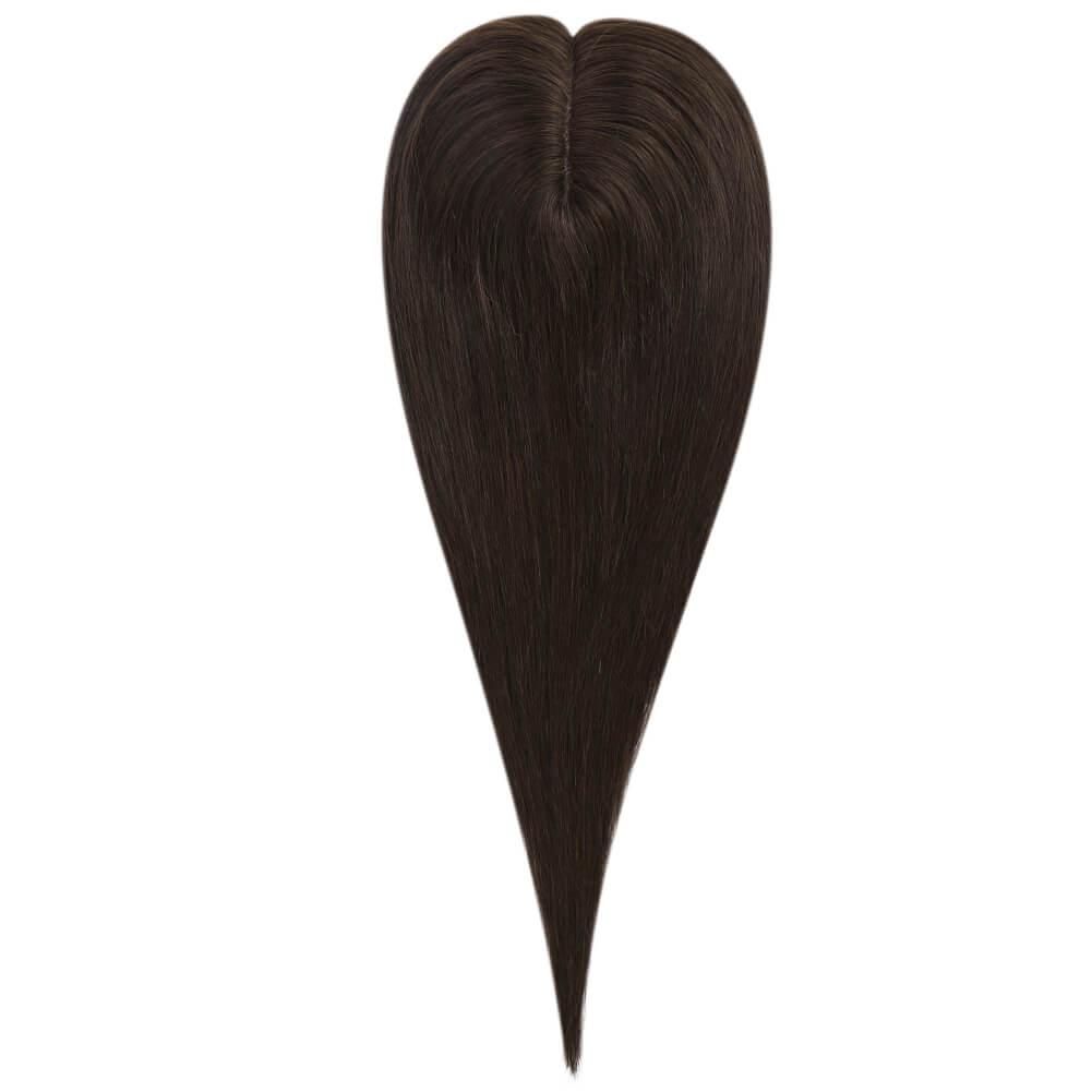 3*5inch Human Hair Topper For Women Invisible Darkest Brown Wigs Hair Piece