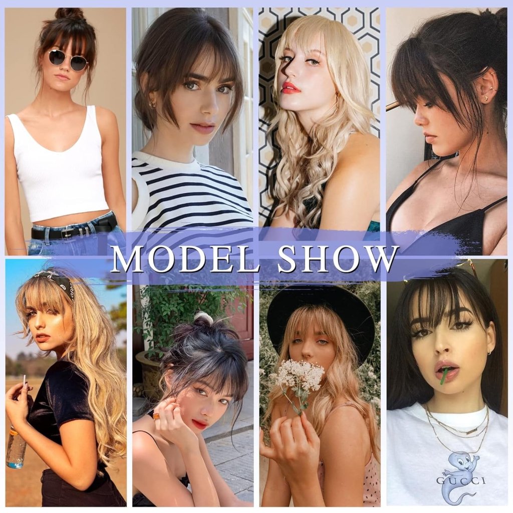 Hair Piece Clip in Bangs Human Hair 360° Cover Wipsy Bangs Hair Toppers for Women
