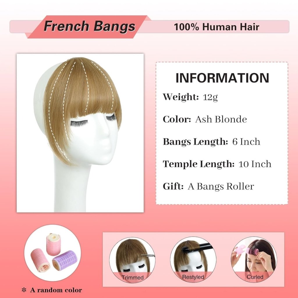Hair Piece Clip in Bangs Human Hair 360° Cover Wipsy Bangs Hair Toppers for Women