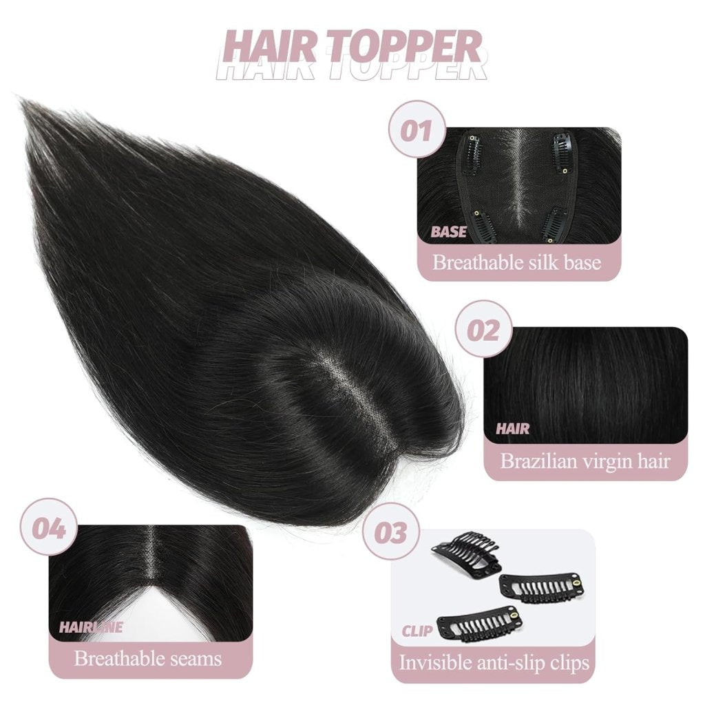 Hair Toppers for Women Real Human Hair Women Hair Pieces for Thinning Hair Wiglets Upgrade 10 * 12 cm Swiss Base Hairpieces for Thinning Hair 12inch Medium Brown