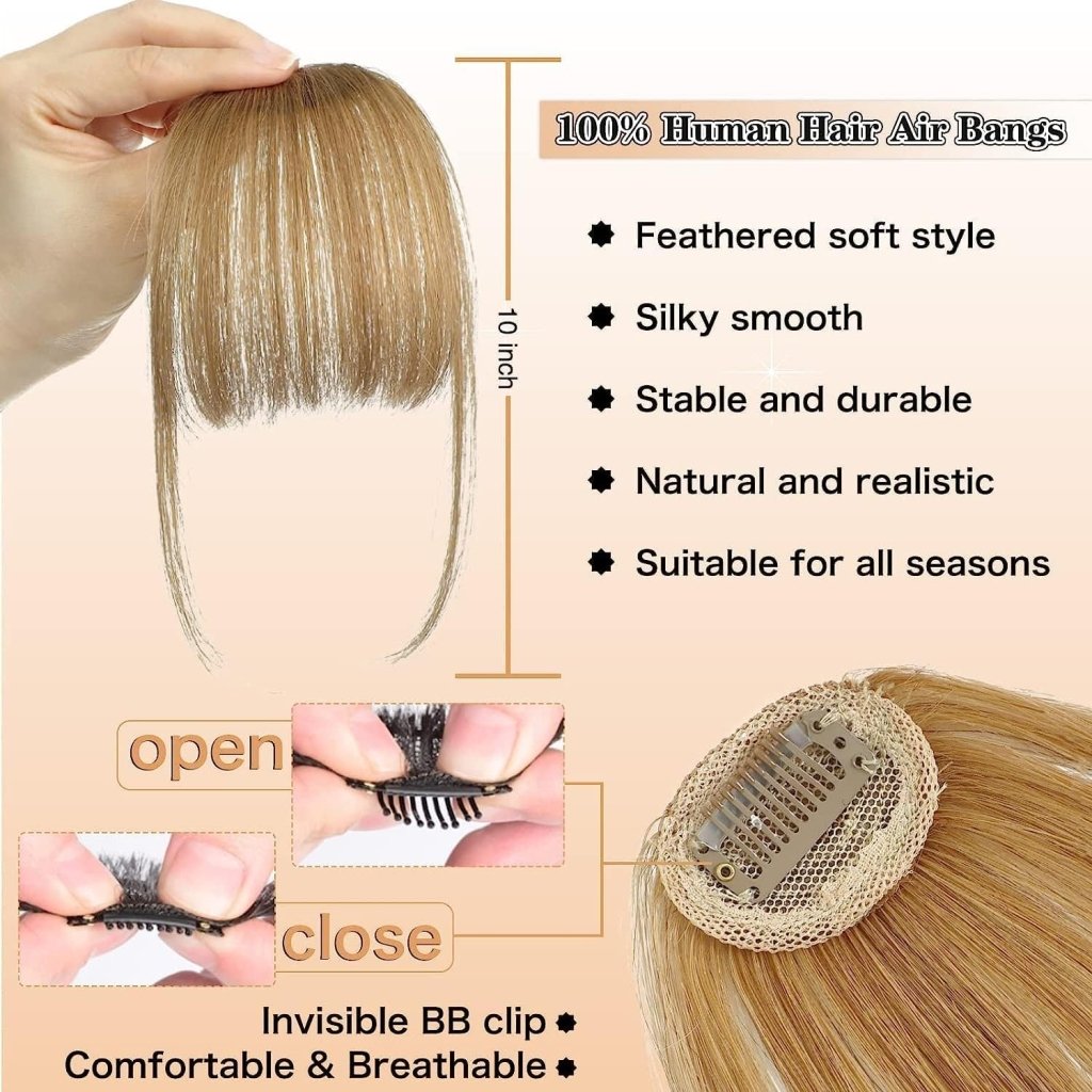 Hair Piece Clip in Bangs Human Hair 360° Cover Wipsy Bangs Hair Toppers for Women