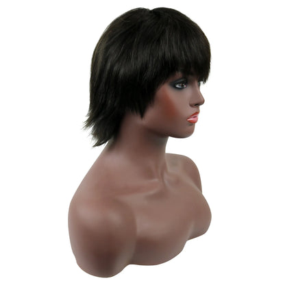 Nia Long Layered Short Straight Capless Human Hair Wigs 10 Inches