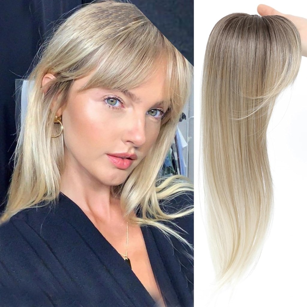 Hair Topper with Bangs Hair Clip 360° 3D Cover Fluffy Wigs Hair Piece with Thinning Hair