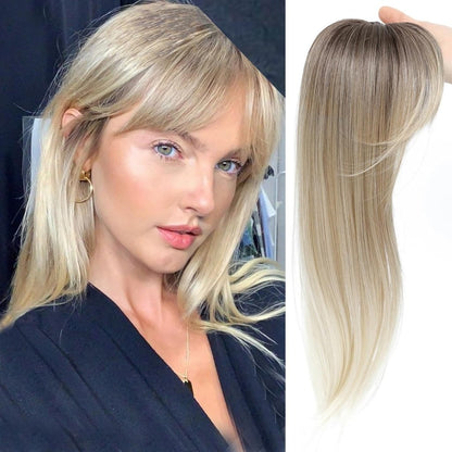 Hair Topper with Bangs Hair Clip 360° 3D Cover Fluffy Wigs Hair Piece with Thinning Hair