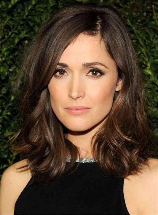 Medium Natural Straight Attractive Human Hair Full Lace Wig Women 12 Inches