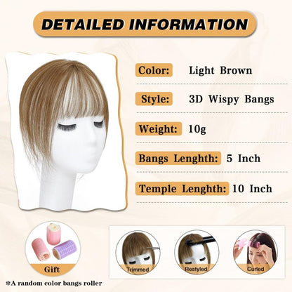 Hair Piece Clip in Bangs Human Hair 360° Cover Wipsy Bangs Hair Toppers for Women