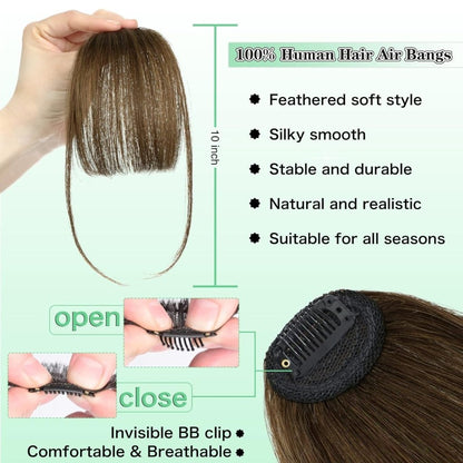 Hair Piece Clip in Bangs Human Hair 360° Cover Wipsy Bangs Hair Toppers for Women