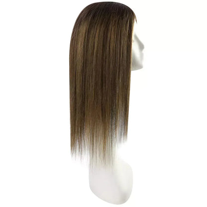 Women Hair Topper 6*7inch Large Base Hair Piece Balayage Brown
