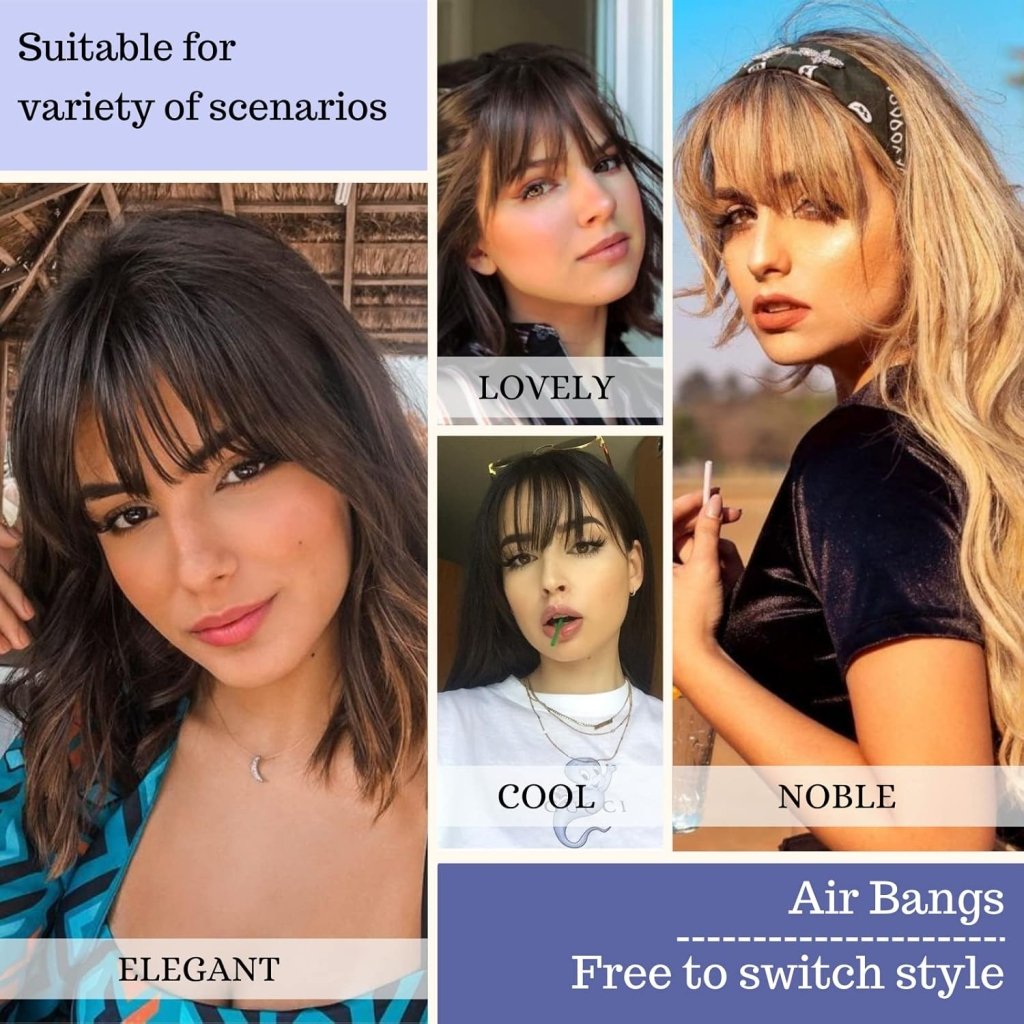 Hair Piece Clip in Bangs Human Hair 360° Cover Wipsy Bangs Hair Toppers for Women