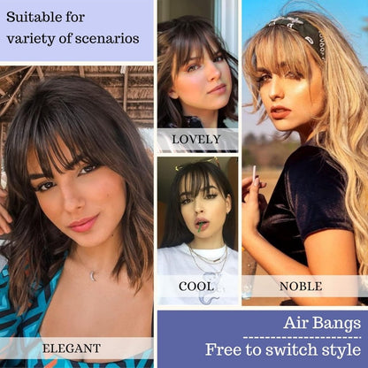 Hair Piece Clip in Bangs Human Hair 360° Cover Wipsy Bangs Hair Toppers for Women