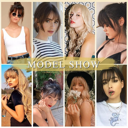 Hair Piece Clip in Bangs Human Hair 360° Cover Wipsy Bangs Hair Toppers for Women
