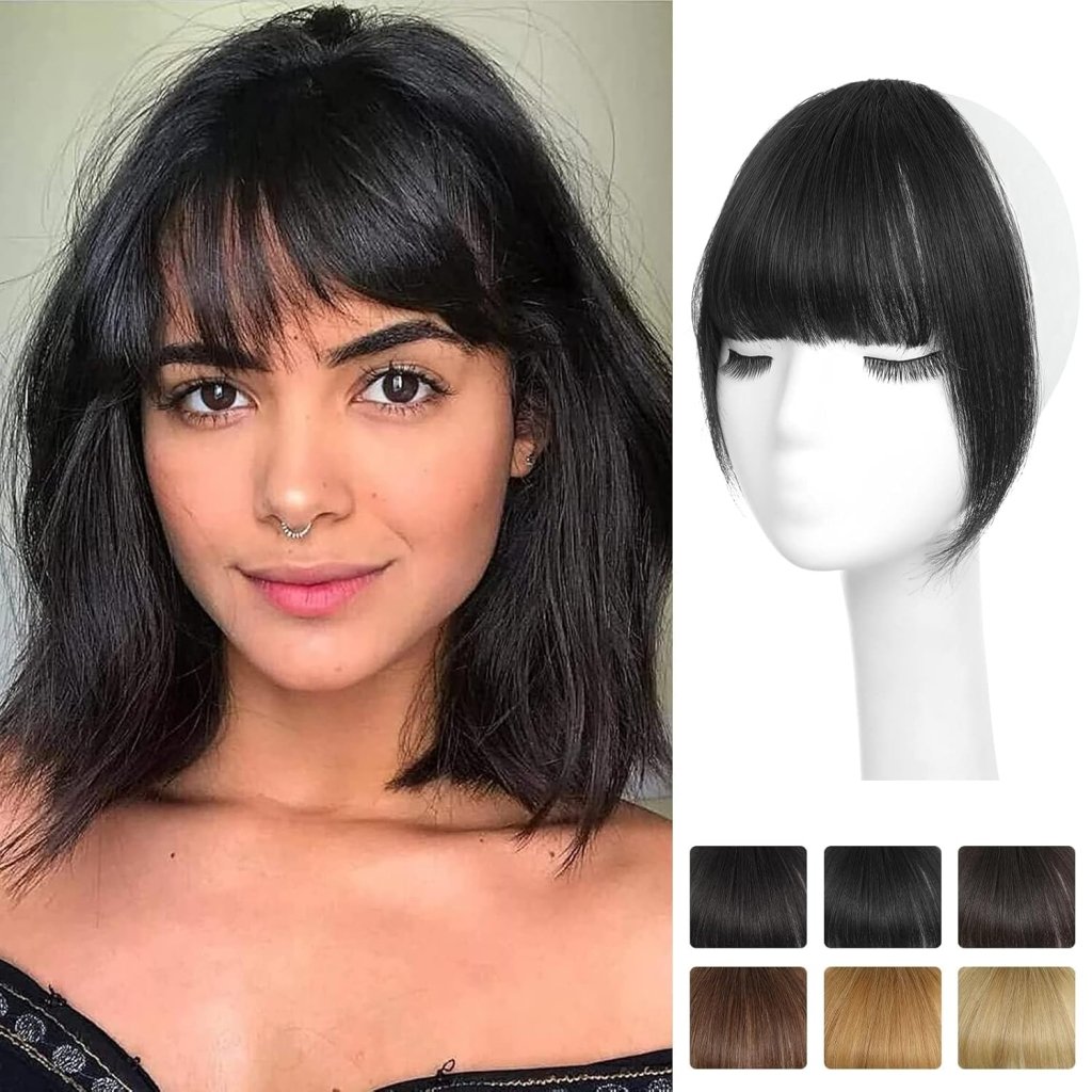 Hair Piece Clip in Bangs Human Hair 360° Cover Wipsy Bangs Hair Toppers for Women