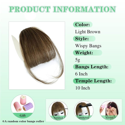 Hair Piece Clip in Bangs Human Hair 360° Cover Wipsy Bangs Hair Toppers for Women