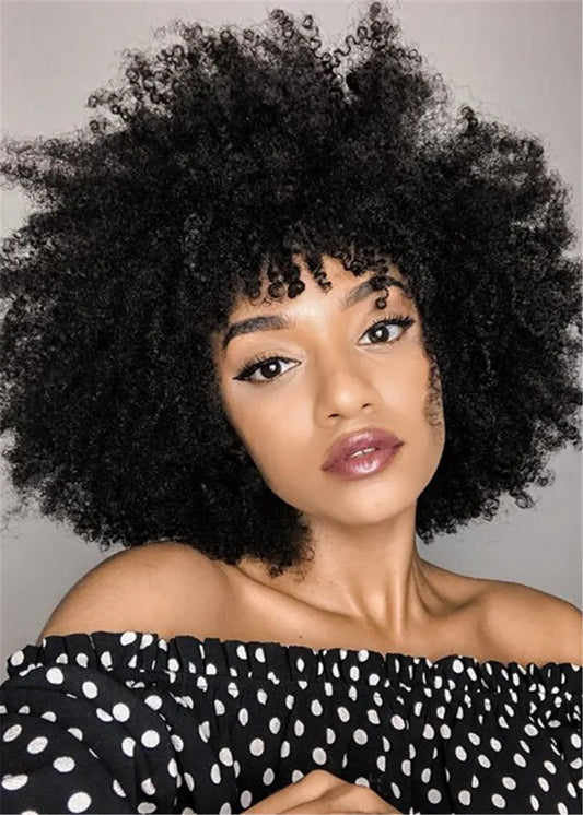 Afro Curly Synthetic Hair Capless Women Wig