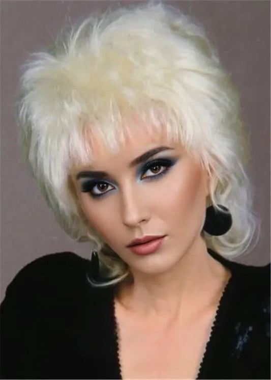 Dolly Parton Hairstyle Messy Cut Straight Synthetic Hair Women Wig