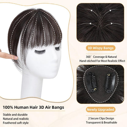 Hair Piece Clip in Bangs Human Hair 360° Cover Wipsy Bangs Hair Toppers for Women