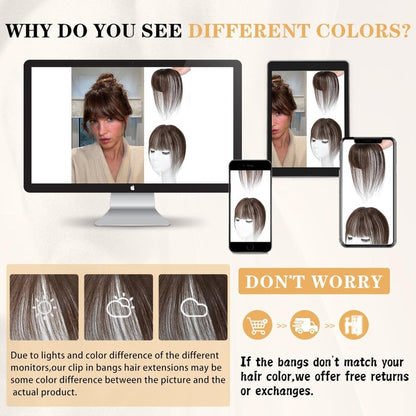 Hair Piece Clip in Bangs Human Hair 360° Cover Wipsy Bangs Hair Toppers for Women