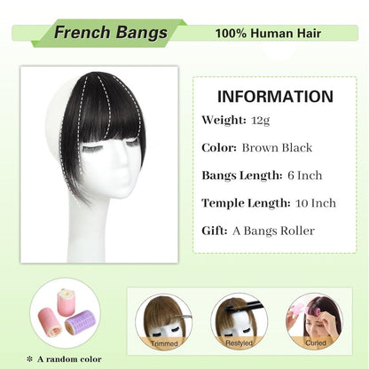Hair Piece Clip in Bangs Human Hair 360° Cover Wipsy Bangs Hair Toppers for Women