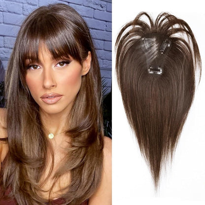 Hair Toppers for Women Real Human Hair Bangs Hair Clip French Fake Clip in Bangs Hair Pieces