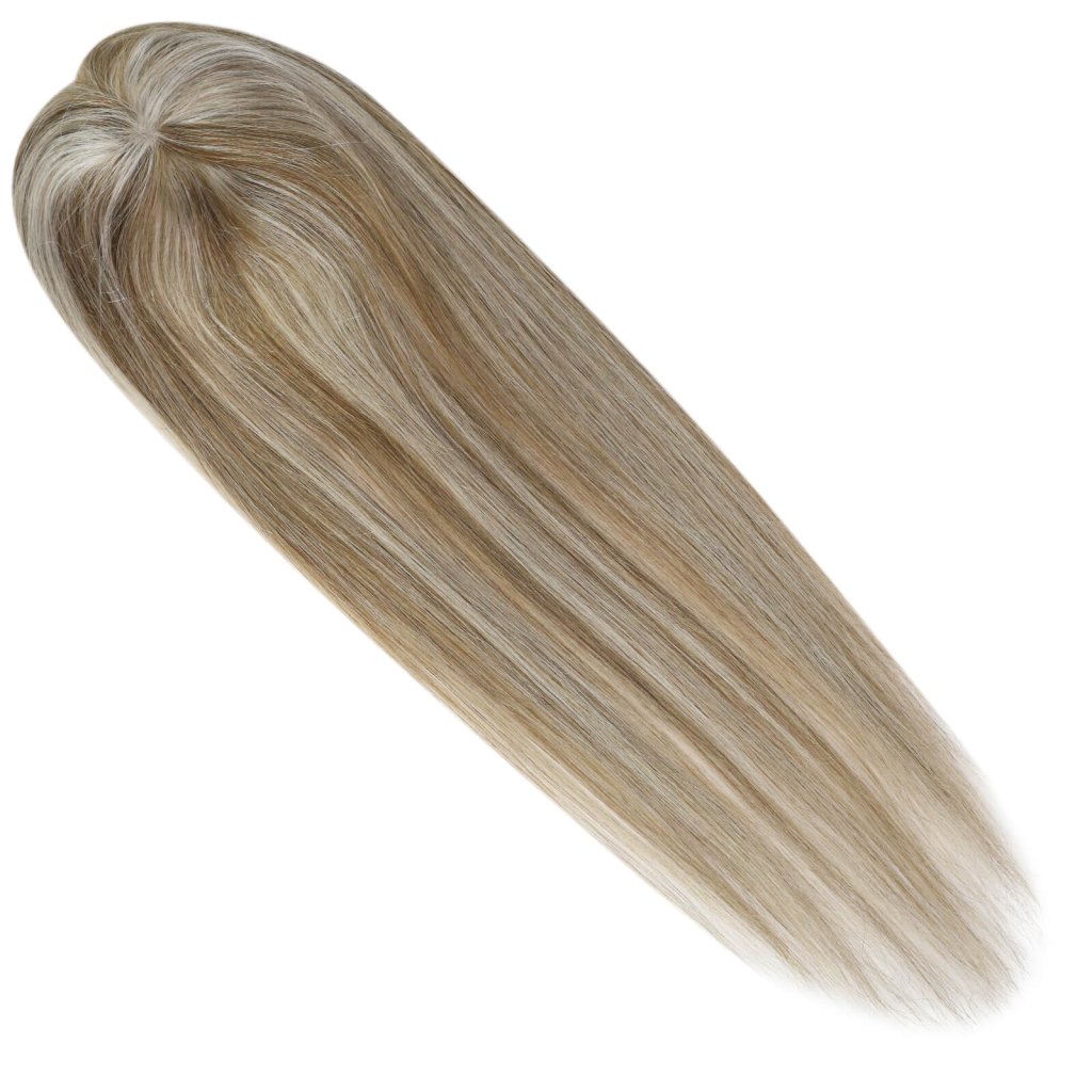 Hair Topper  5"*5" Base Real Human Hair Highlight Blonde Wigs Hair Piece