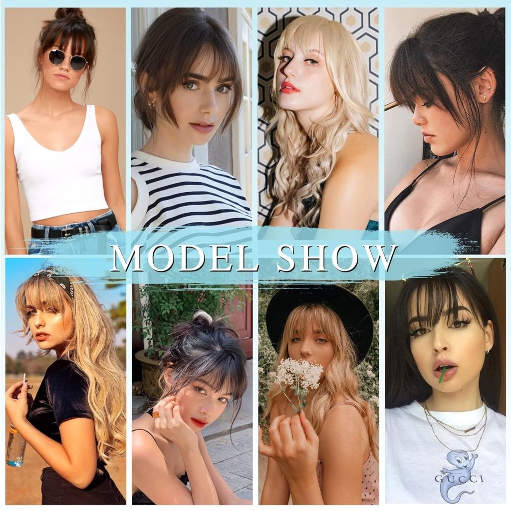 Hair Piece Clip in Bangs Human Hair 360° Cover Wipsy Bangs Hair Toppers for Women