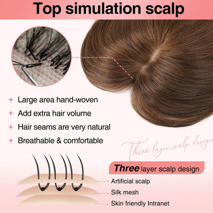 Real Human Hair Toppers for women 10 Inch Clip in Bangs for Thinning Hai Cover Hair Pieces